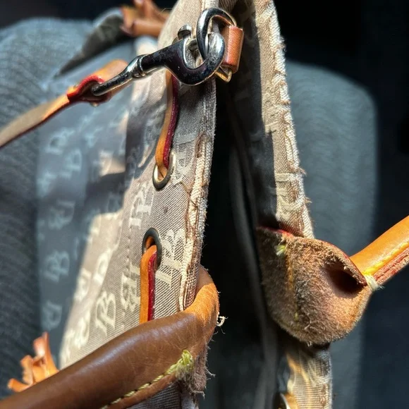 Dooney & Bourke Monogrammed Gray and Brown Tote - Picture 5 of 9